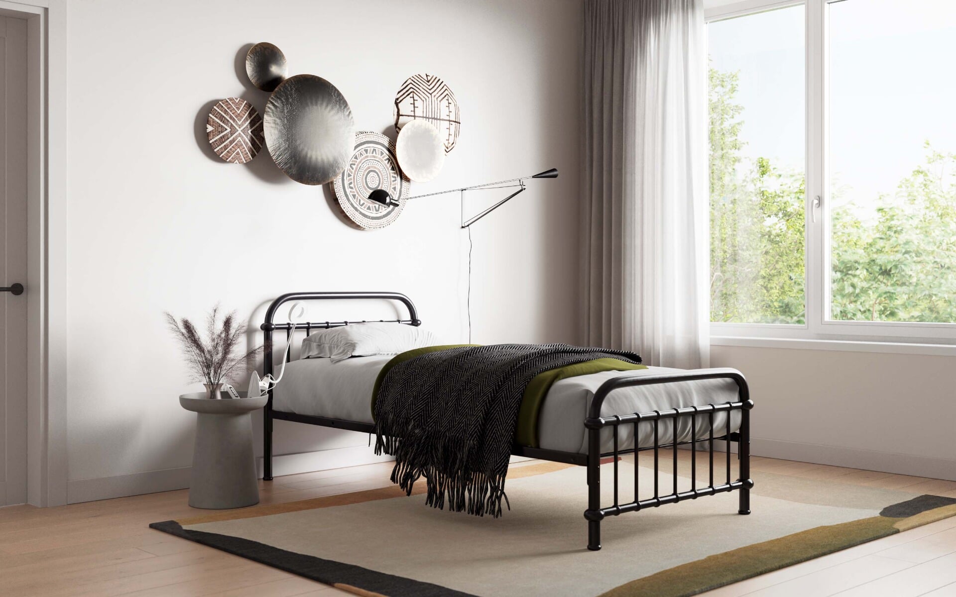Cb2 black top metal bed