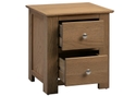 Modern 2 drawer wooden bedside with a smoked oak finish and chrome handles.