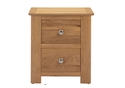 A beautiful solid oak bedside cabinet with 2 drawers and chrome handles.