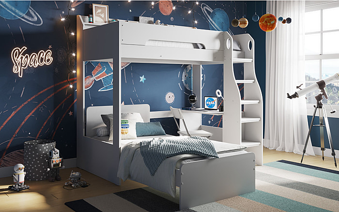white l shaped bunk bed high sleeper