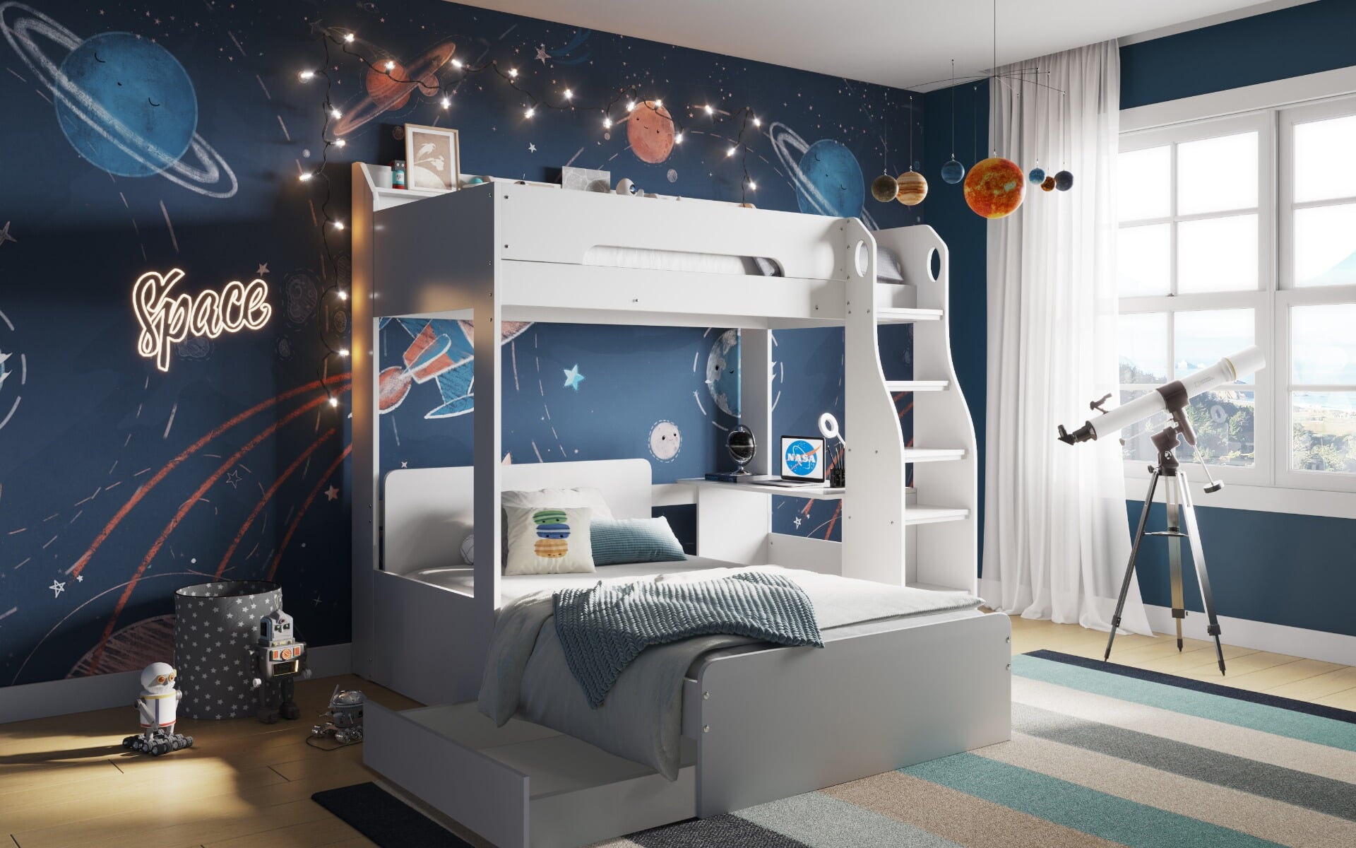 Space saving online triple bunk beds