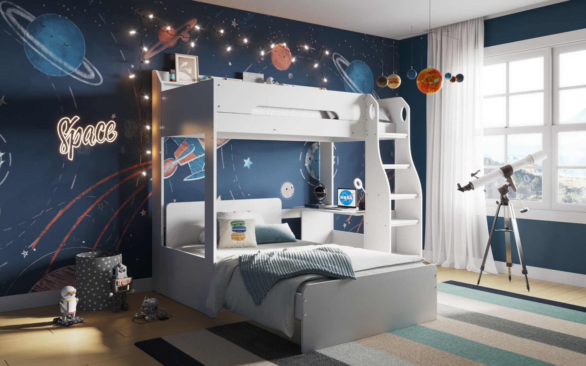 Flair Cosmic L Shaped Triple Bunk Bed Bed Kingdom