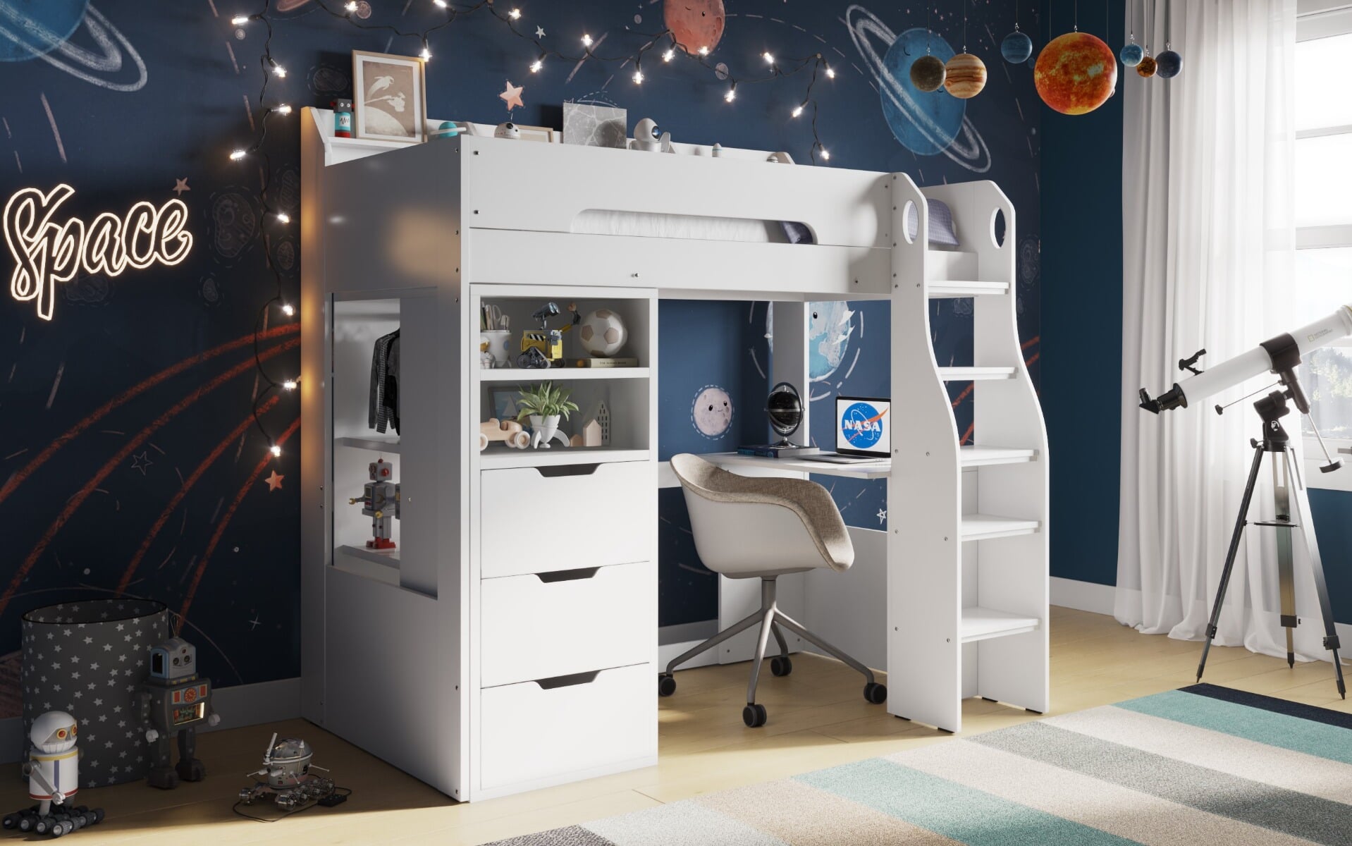 Flair Furnishings Cosmic Storage Sleeper Bed White