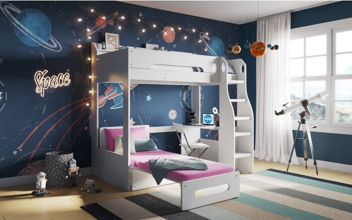 cosmic high sleeper with pink futon bed