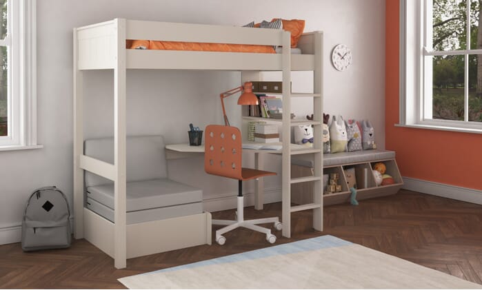 Stompa New Classic Highsleeper With Integrated Desk And Shelving And Futon