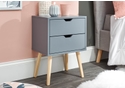 GFW Nyborg Single 2 Drawer Bedside contemporary style Available in dark grey, white or nightshadow blue with wooden legs