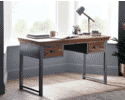 Indian Hub Metropolis Industrial 2 Drawer Writing Desk