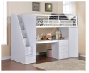 White High Sleeper bed with desk with drawers a wardrobe and a staircase with storage in the steps by Flintshire