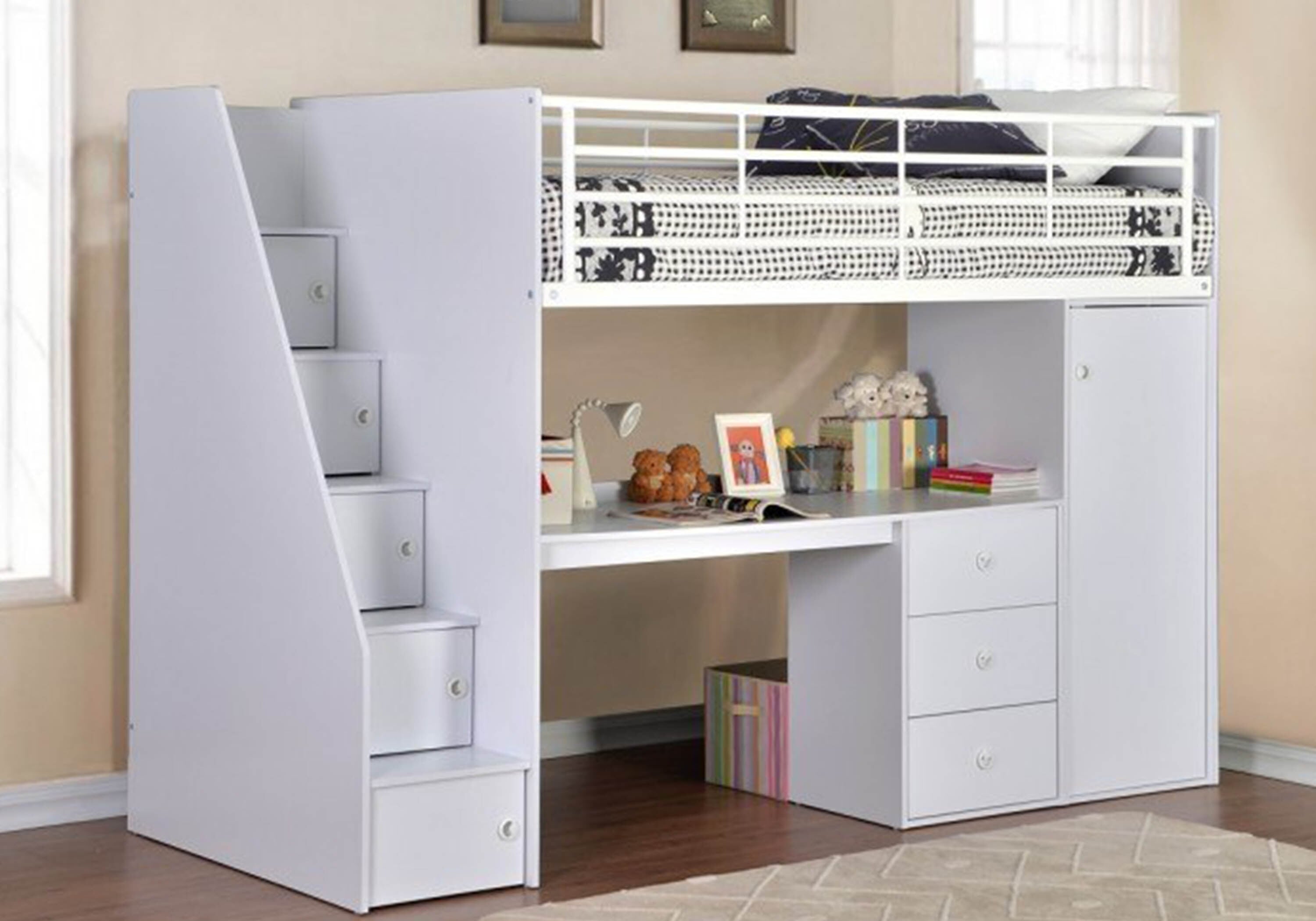 High sleeper cabin bed deals with wardrobe and desk