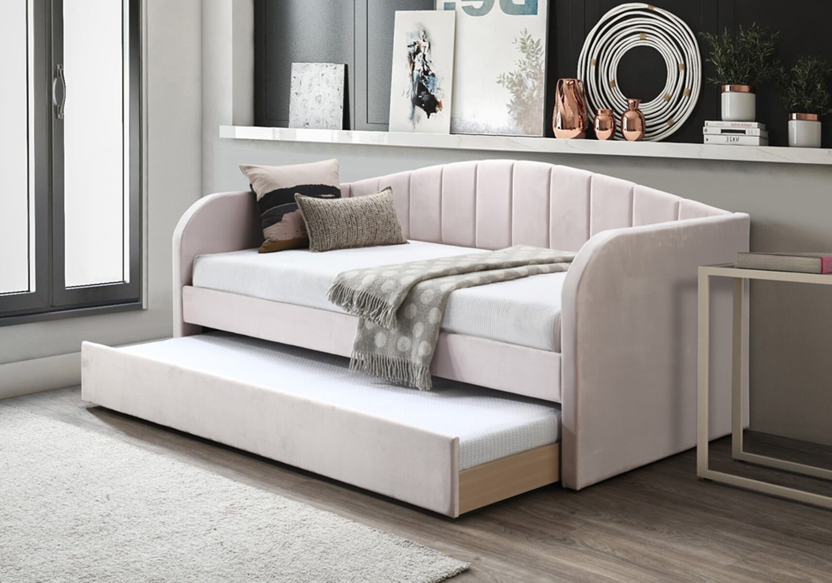 Gray velvet clearance daybed with trundle