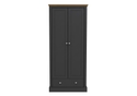 LPD Devon 2 Door 1 Drawer Charcoal & Oak Wardrobe