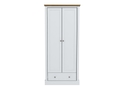 LPD Devon 2 Door 1 Drawer White & Oak Wardrobe