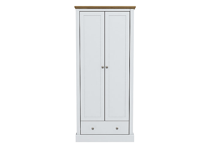 LPD Devon 2 Door 1 Drawer White & Oak Wardrobe