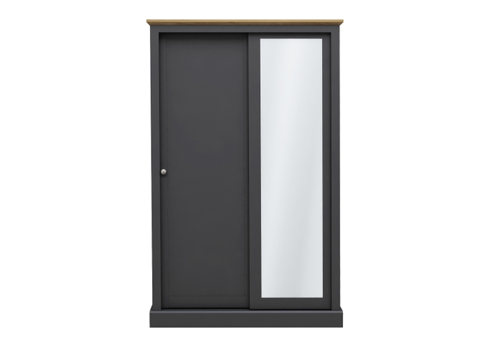 LPD Devon Charcoal & Oak 2 Door Sliding Mirrored Wardrobe