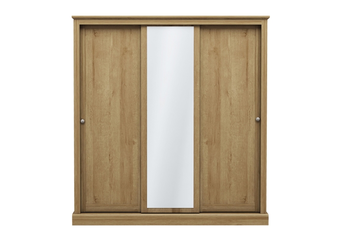LPD Devon Oak 3 Door Sliding Mirrored Wardrobe