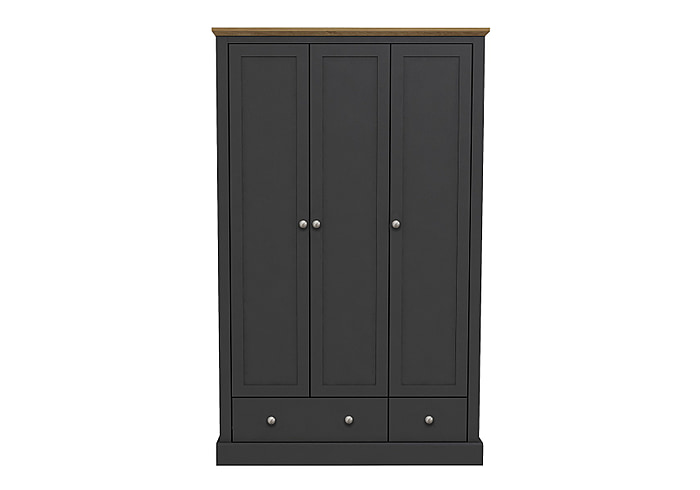 LPD Devon 3 Door 2 Drawer Charcoal & Oak Wardrobe