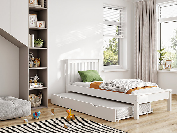 Flair Disley Solid Wood Single Guest Bed - White
