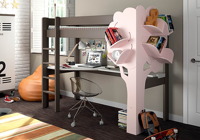 Mathy By Bols Dominique Highsleeper Bed With Desk & Bookcase