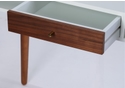 Flair Edelweiss Desk Walnut and White with Brass Accents retro style rubber wood legs metal frame walnut veneer