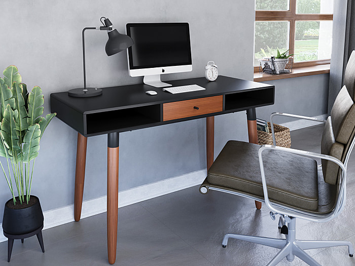 Flair Edelweiss Desk Walnut and Black (120x50)