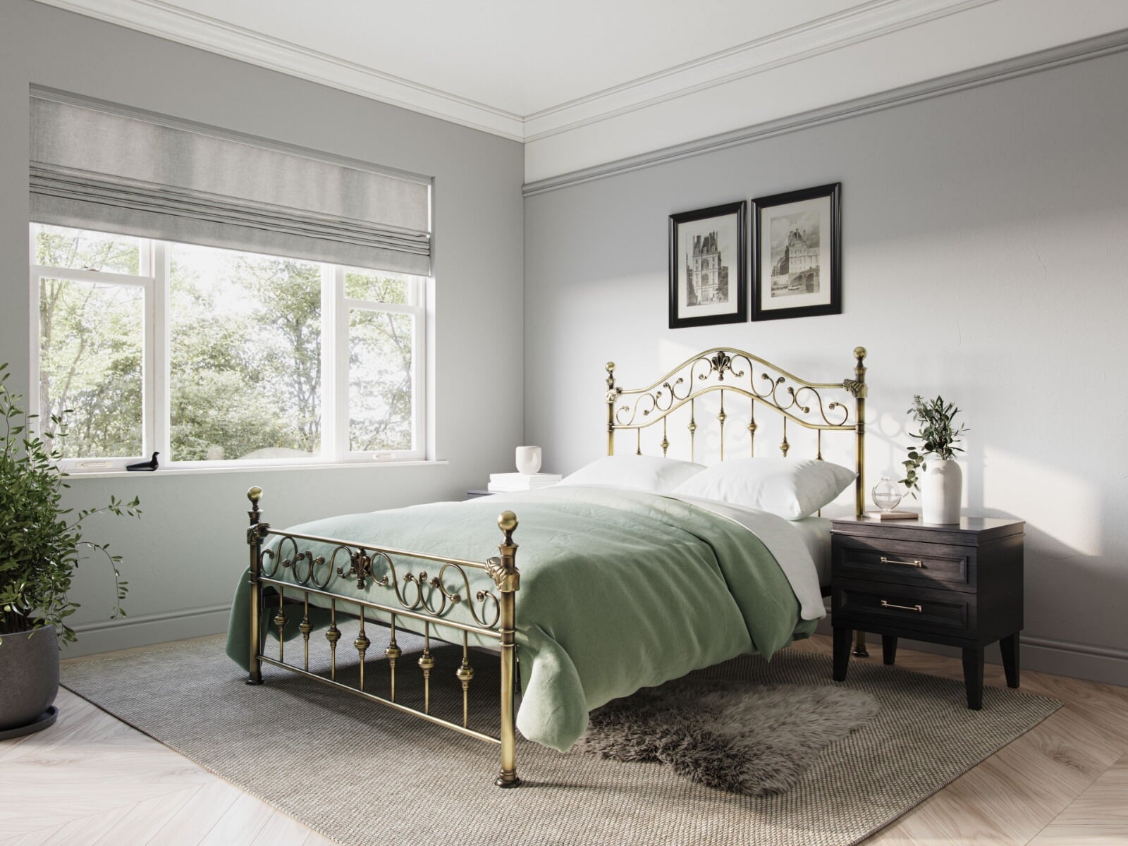 Brass sales metal nightstand