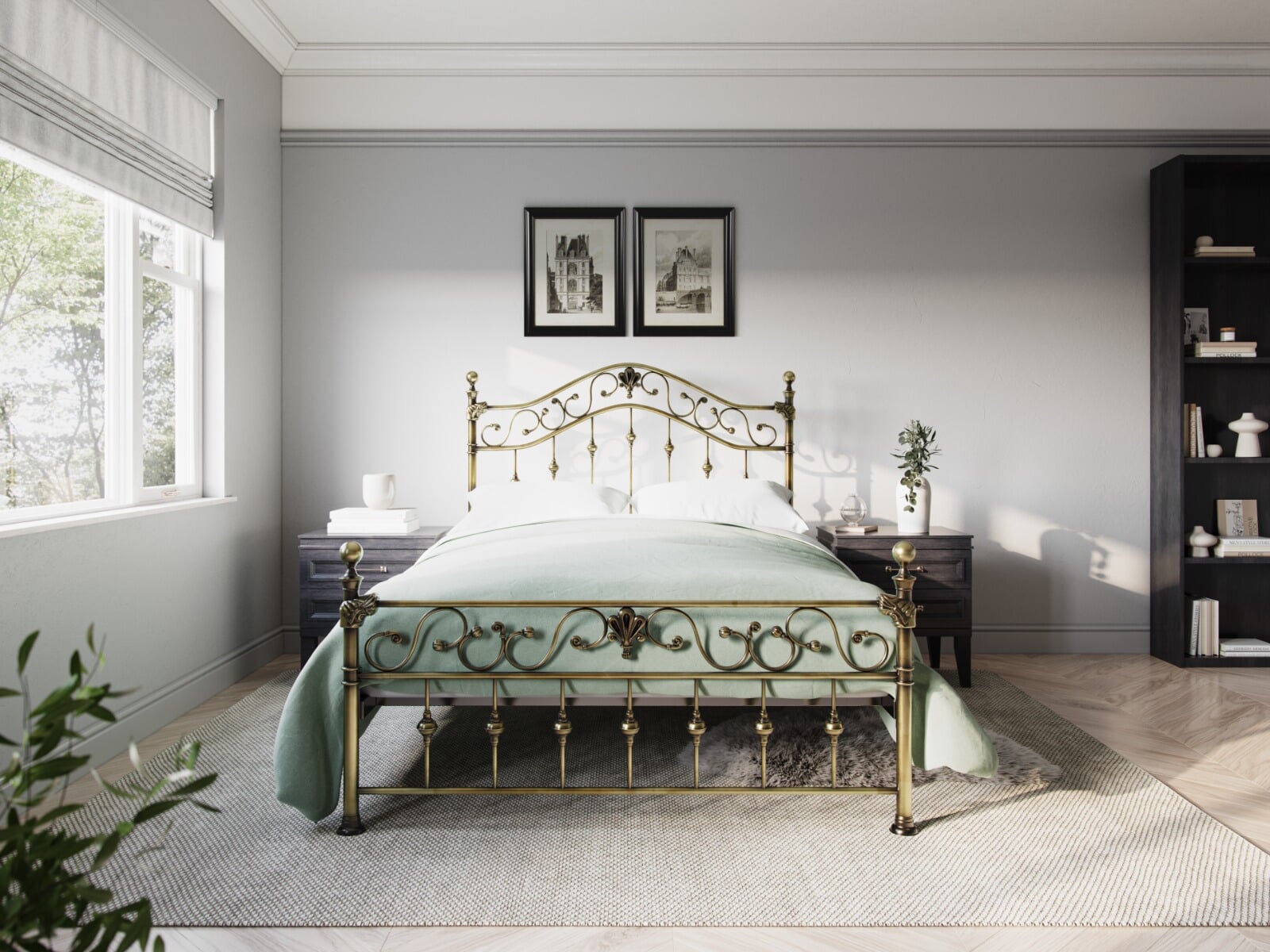 Brass bed discount frame double