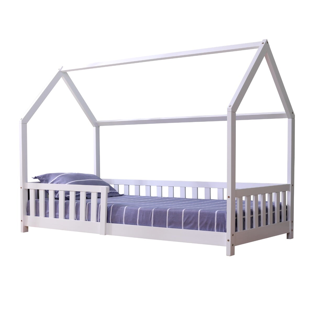 Flair White Wooden Explorer Playhouse Single Bed With Rails