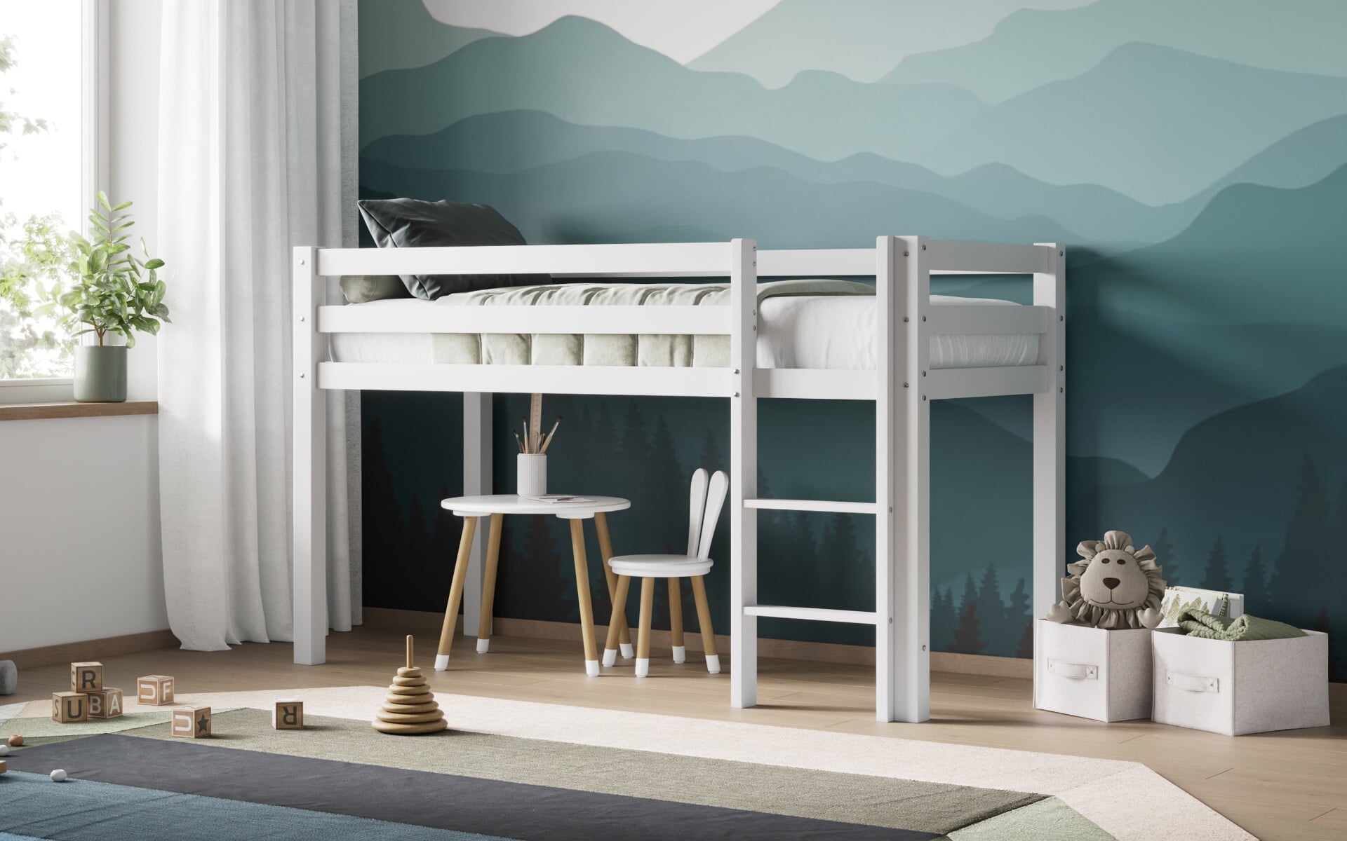 Flair White Wooden Elara Shorty Midsleeper Bed