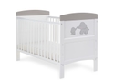 Obaby Grace Inspire Cot Bed  & Under Drawer - Me & Mini Me Elephants Grey