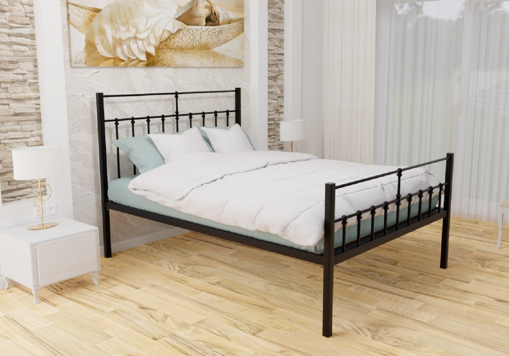 Black iron store king bed