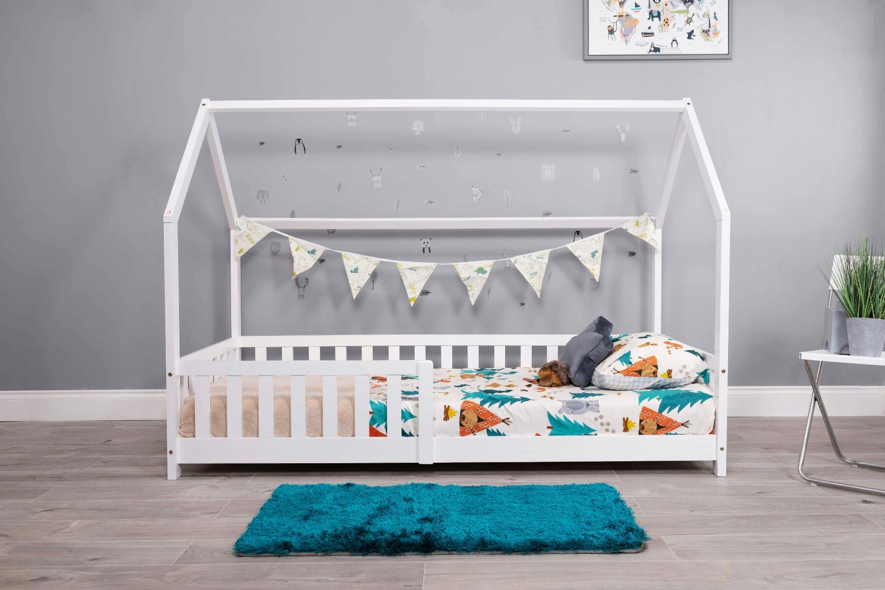 Wooden bed frame shop low to ground