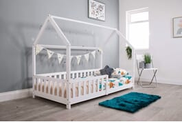 Flair White Wooden Explorer Playhouse Single Bed With Rails