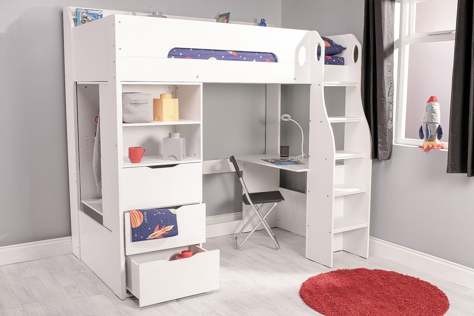 Flair Cosmic Storage Sleeper Bed White Bedkingdom