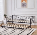 Flair Hudson Black Metal Day Bed With Trundle