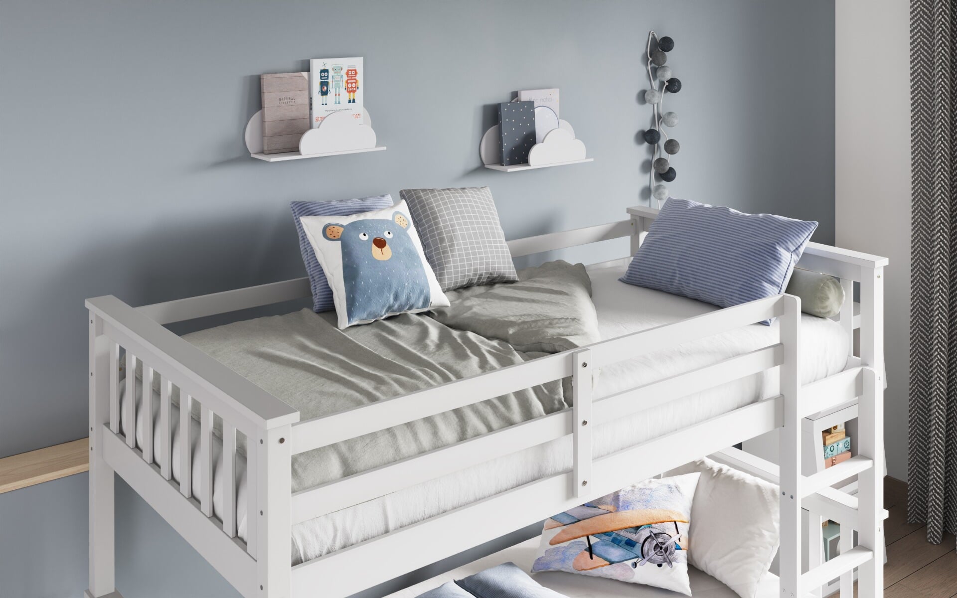 Detachable bunk outlet bed with trundle