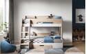 Flair Flick Triple Bunk Bed Oak With Shelves And Drawer
