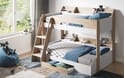 Flair Flick Triple Bunk Bed Oak With Shelves And Drawer
