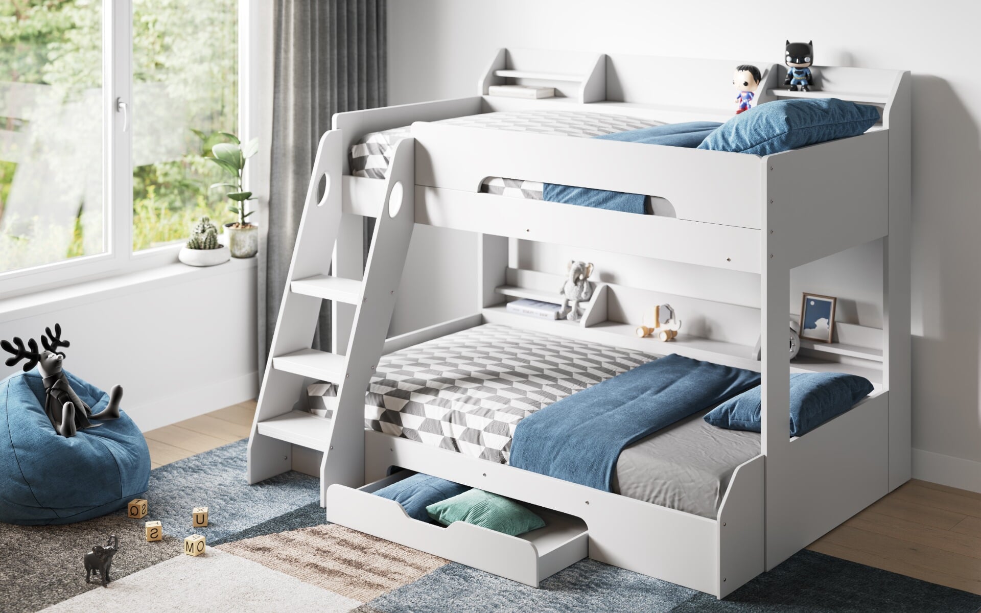 Folding triple best sale bunk beds