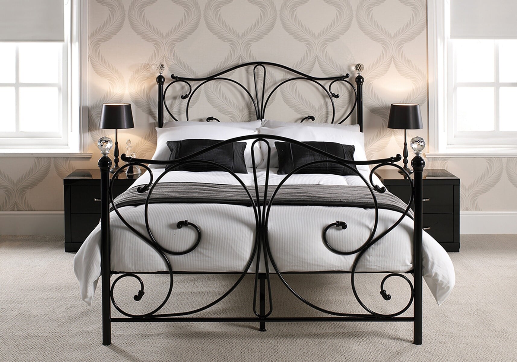 Black king deals metal bed frame