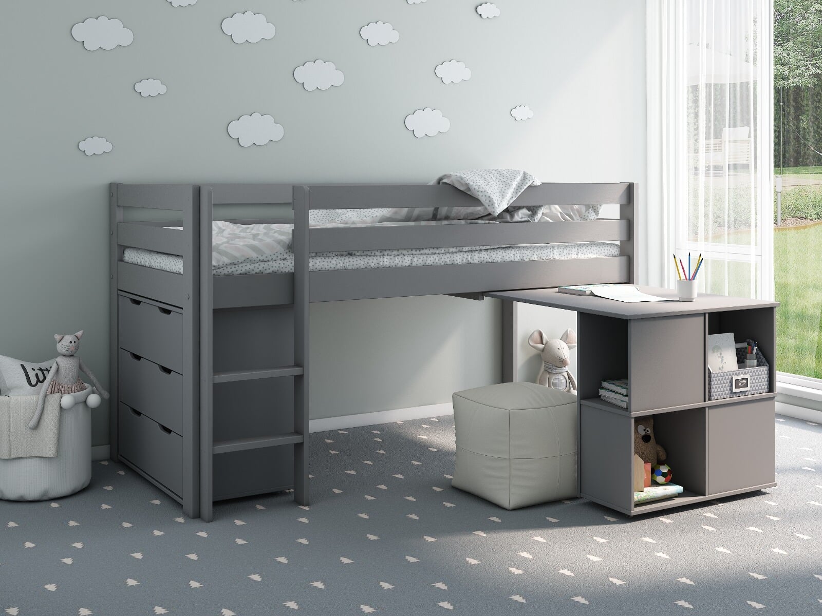 Noomi Nora Solid Wood Midsleeper Cabin Bed Frame FSC Certif
