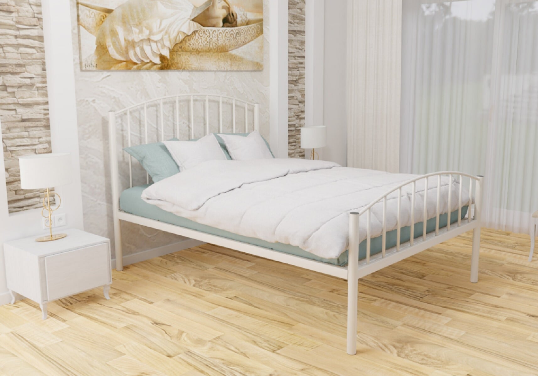 Wrought iron king store size bed frame