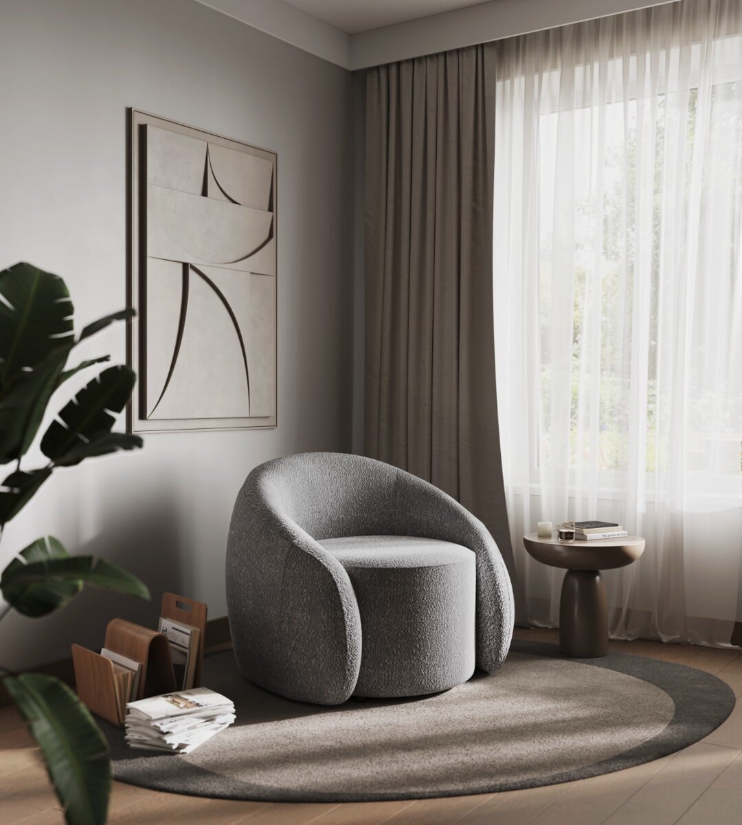Boucle cheap chair swivel