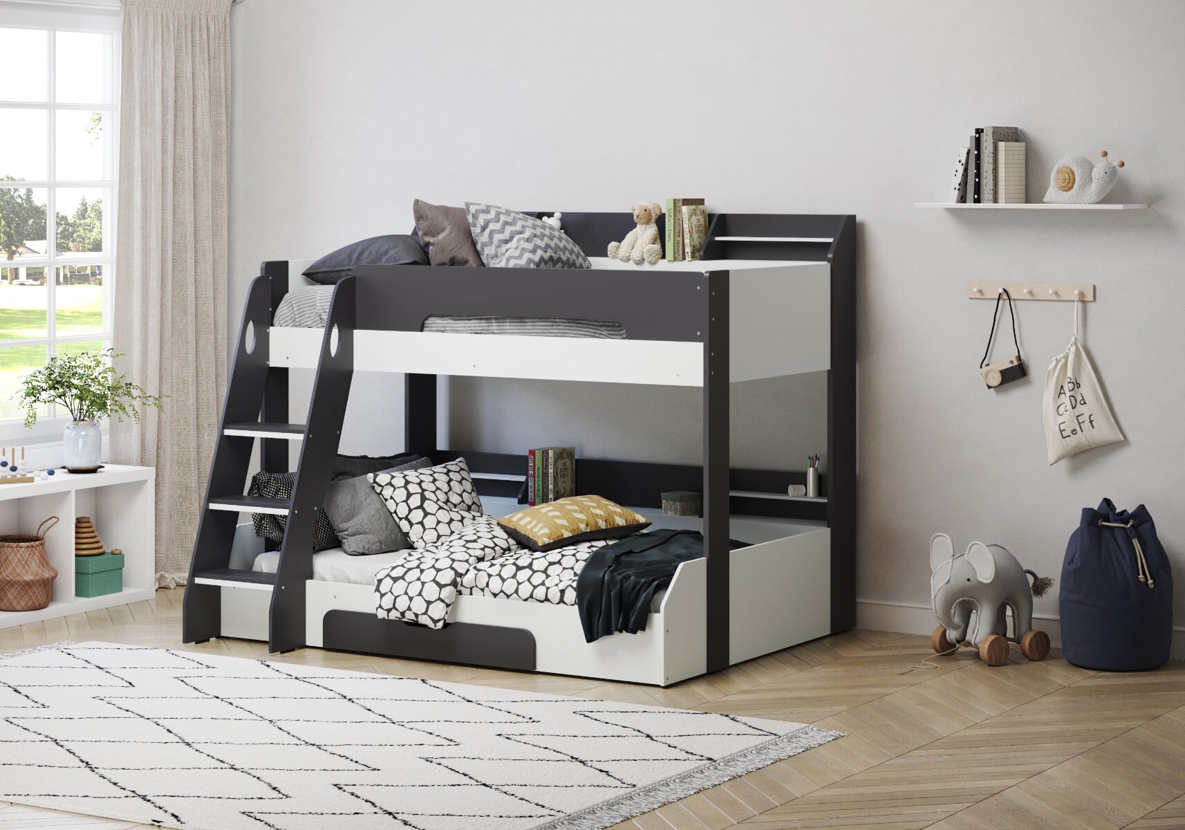 bunk bed with cot bed underneath