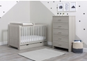 Ickle Bubba Pembrey Cot Bed, Under Drawer, Cot Top Changer and Tall Chest modern design two colour options