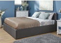 GFW End Lift Ottoman Bed modern styling available in grey faux leather and grey fabric sprung slatted base sturdy hardwood frame