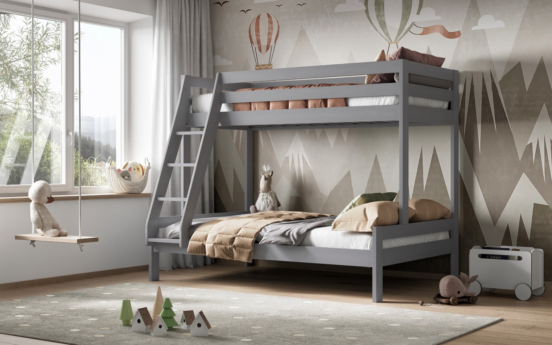 Noomi Nora Solid Wood Triple Bunk Bed White FSC Certified