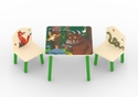 Children's Gruffalo themed table and 2 chair set with Brightly coloured images of the Gruffalo, owl fox, mouse and snake