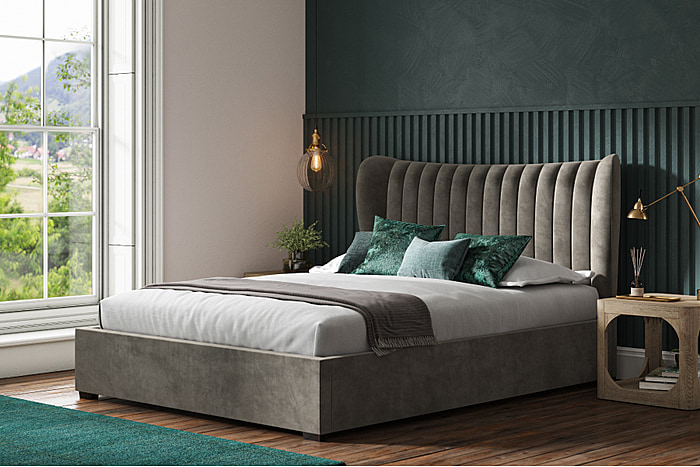 Emporia Beds Harcourt Velvet Ottoman Mid Grey