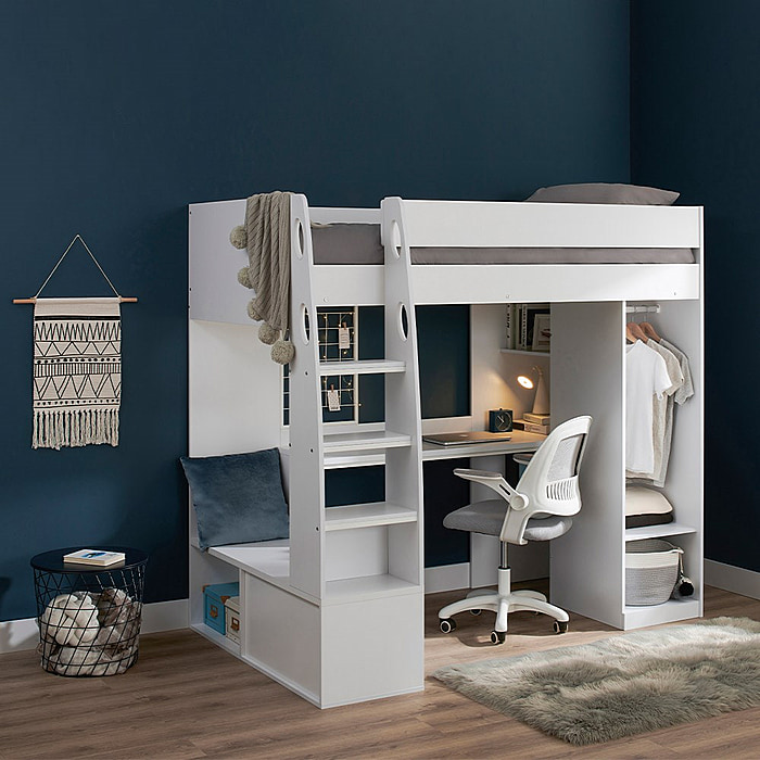 Flair Harry High Sleeper Bed with Desk, Wardrobe and Storage