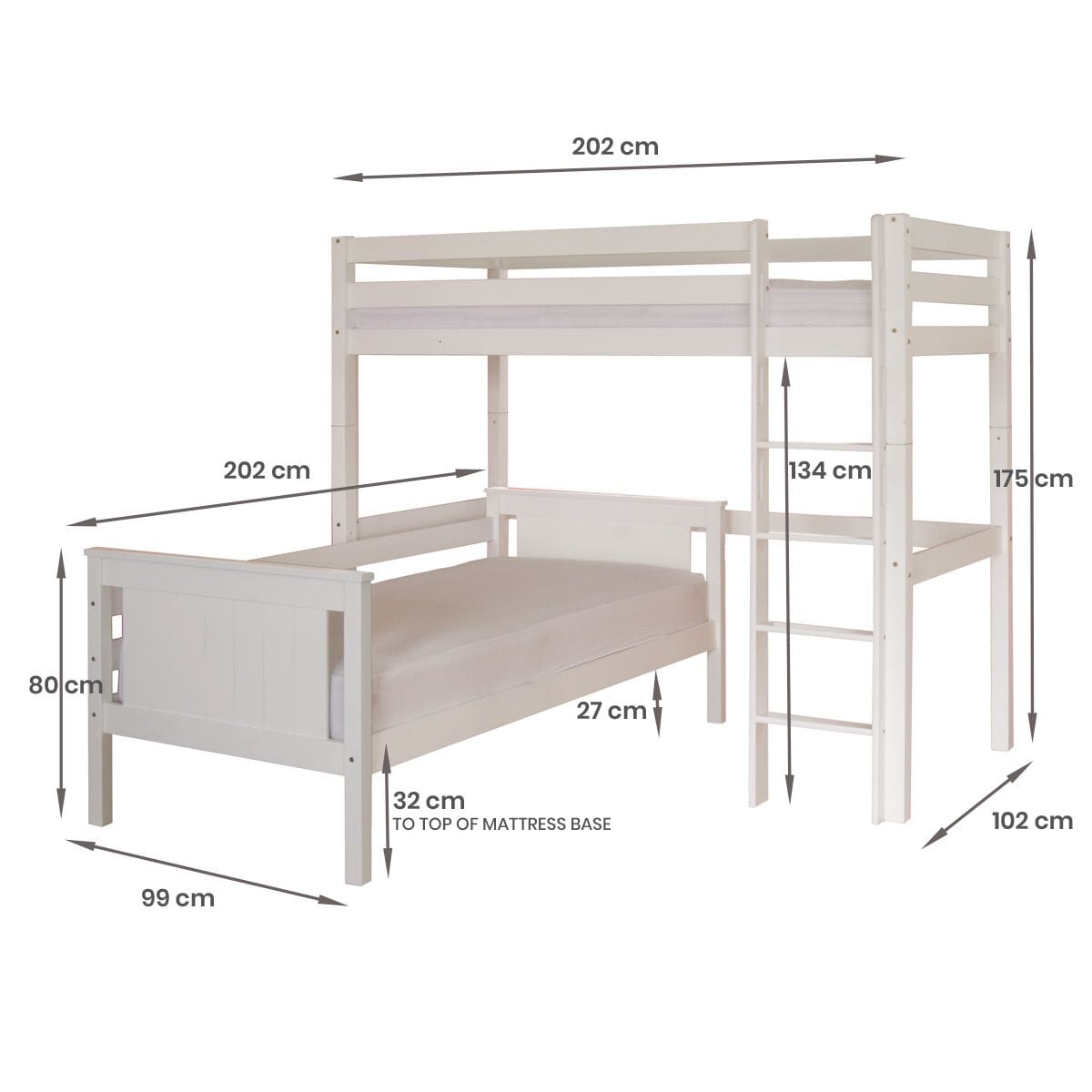 Little Folks Furniture Classic Beech High Sleeper With Sofab